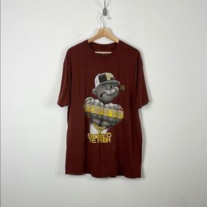 Popeye's The Salior Mens 2XL Streetwear Graphic Design Casual Brown T Shirt